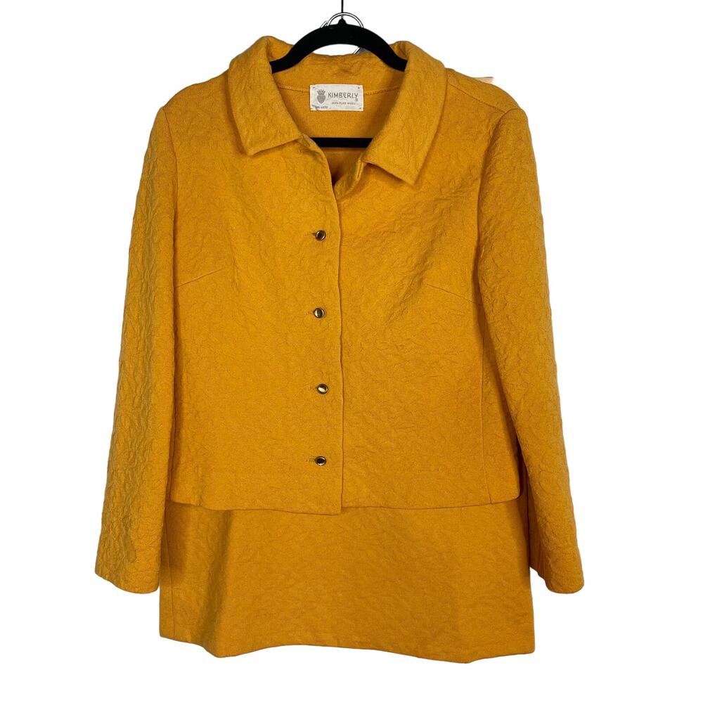 Vintage Kimberly Yellow Size 14 Jacquard Knit Blazer Pencil Skirt Set Union Made